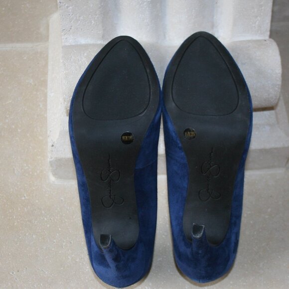 Jessica Simpson Marya Sapphire Blue Suede Pumps 9 1/2 Medium - Picture 6 of 10